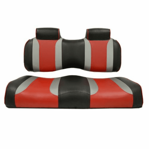 MadJax Tsunami Shockjet–Liquid Silver w/ Hot Rod Red Club Car Precedent Front Seat Cushions (Years 2004-2011)