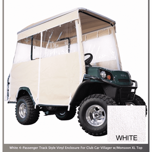 RedDot  Club Car Precedent w/ Monsoon XL Top 4-Passenger White 3-Sided Track-Style Enclosure