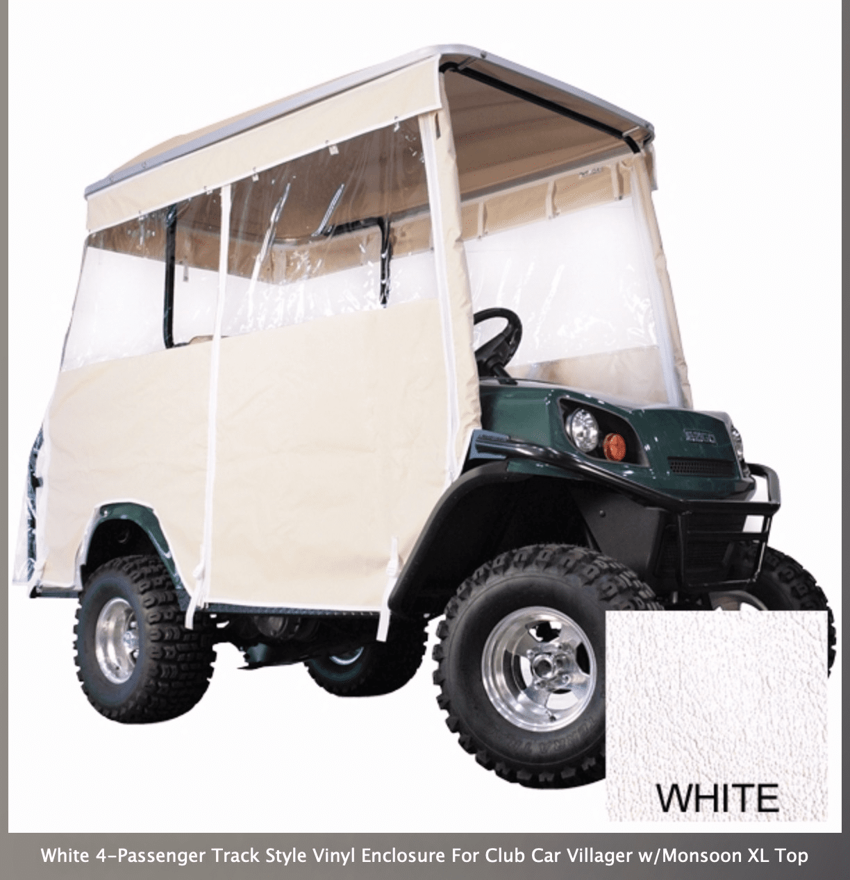 RedDot  Club Car Precedent w/ Monsoon XL Top 4-Passenger White 3-Sided Track-Style Enclosure
