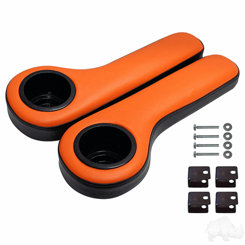 RHOX Arm Rest with Cup Holder Set, Black and Orange