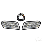 RHOX LED Headlights w/RGBW Accent Lights and OE Retrofit Harness, Club Car Tempo, 12-48V