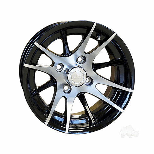 RHOX RX101, 12 Spoke, Machined w/Black w/ Center Cap, 12x7 ET-25