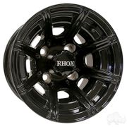 RHOX RX151, 8 Spoke Gloss Black w/ Center Cap, 10x7 ET-25