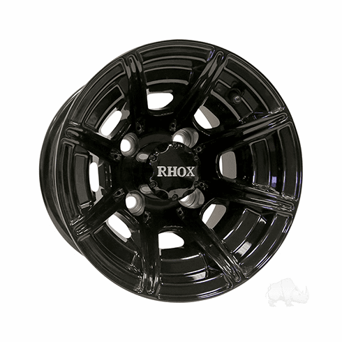 RHOX RX151, 8 Spoke Gloss Black w/ Center Cap, 10x7 ET-25