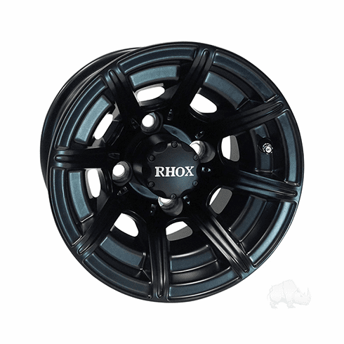 RHOX RX152, 8 Spoke Matte Black w/ Center Cap, 10x7 ET-25