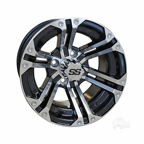 RHOX RX330, Machined w/ Gloss Black w/ Center Cap, 12x7 ET-25