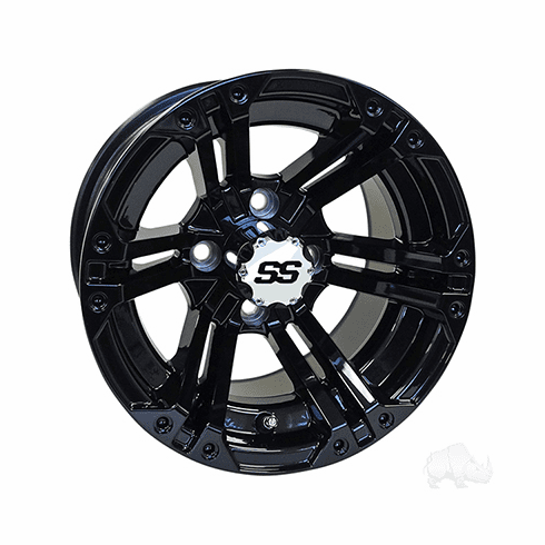 RHOX RX334 Gloss Black w/ Chrome Center Cap, 12x7 ET-25