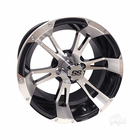 RHOX RX340, Machined w/ Black w/ Center Cap, 14x7 ET-25