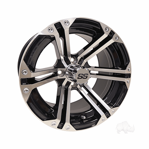 RHOX RX350, Machined w/ Black w/ Center Cap, 14x7 ET-25