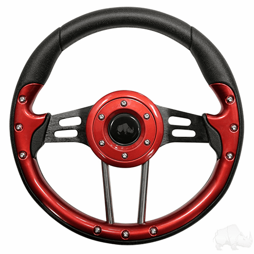 RHOX Steering Wheel, Aviator 4 Red Grip/Black Spokes 13" Diameter