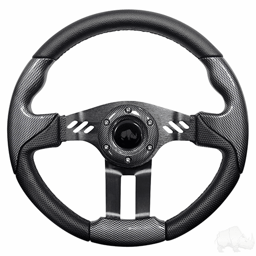 RHOX Steering Wheel, Aviator 5 Carbon Fiber Grip/Black Spokes 13" Diameter