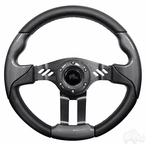RHOX Steering Wheel, Aviator 5 Carbon Fiber Grip/Black Spokes 13" Diameter