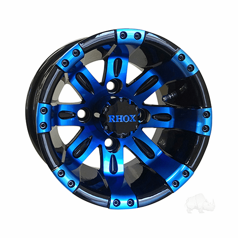 RHOX Vegas, Black w/ Blue w/ Center Cap, 10x7 ET-25