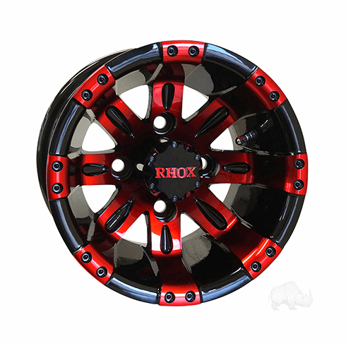 RHOX Vegas, Black w/ Red w/ Center Cap, 10x7 ET-25