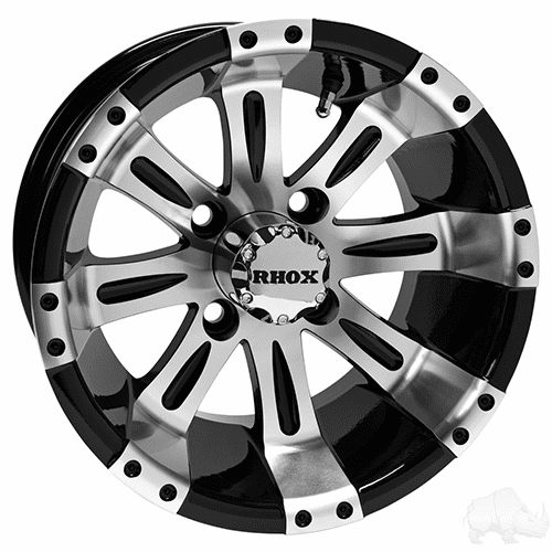 RHOX Vegas, Machined w/Black w/ Center Cap, 12x7 ET-25