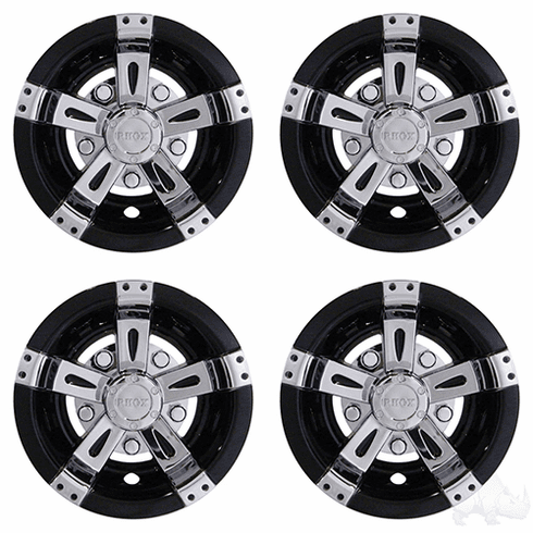 RHOX Wheel Cover, SET OF 4, 10" Vegas Chrome/Black