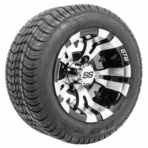 Set of (4) 10"  GTW Vampire Wheels on Mounted on Duro Lo-Pro Street Tires