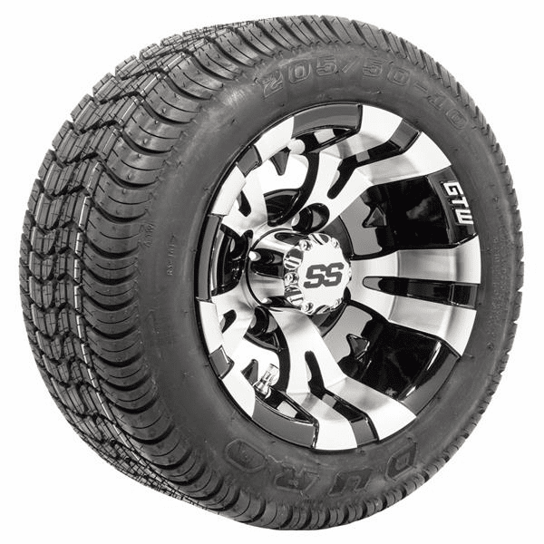 Set of (4) 10"  GTW Vampire Wheels on Mounted on Duro Lo-Pro Street Tires