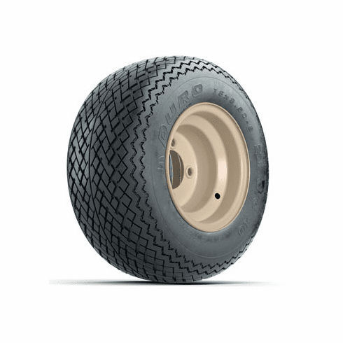 Set of (4) 8 in Beige Steel Wheels with 18 in Duro Sawtooth G/C10 Tires