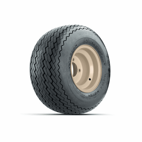 Set of (4) 8 in Beige Steel Wheels with 18 in GTW Topspin Tires