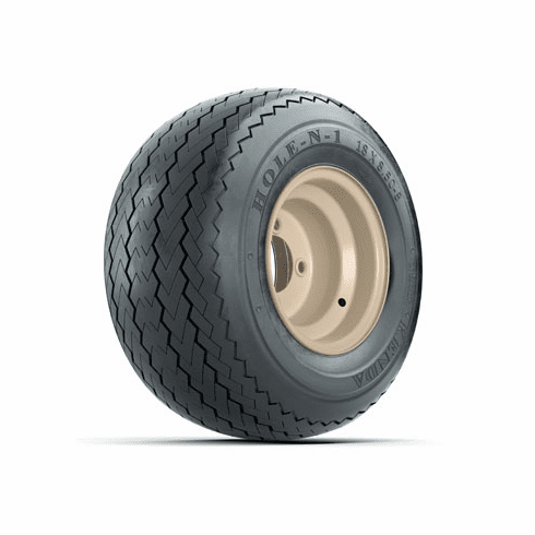 Set of (4) 8 in Beige Steel Wheels with 18 in Kenda Hole-N-1 Tires