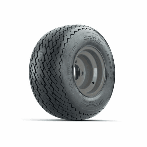 Set of (4) 8 in Gray Steel Wheels with 18 in Golf Pro Plus Sawtooth Tires (6-Ply)