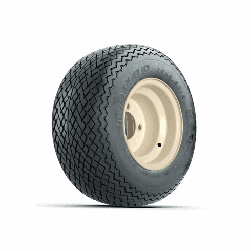 Set of (4) 8 in Ivory Steel Wheels with 18 in Duro Sawtooth G/C10 Tires
