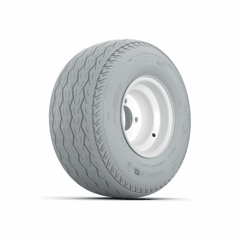 Set of (4) 8 in White Steel Wheels with 18.5 in Gray Non-Marking Tires (6-Ply)