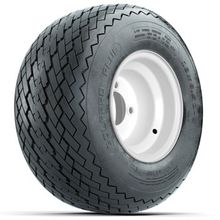 Set of (4) 8 in White Steel Wheels with 18 in Golf Pro Plus Sawtooth Tires (6-Ply)