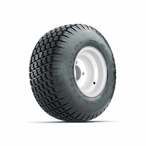 Set of (4) 8 in White Steel Wheels with 18 in S-Pattern Traction Tires (6-Ply)