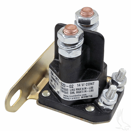 Solenoid, 14V 4 Terminal Silver, E-Z-Go TXT/Medalist 4 Cycle Gas 94+