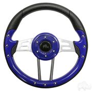 RHOX Steering Wheel, Aviator 4 Blue Grip/Brushed Aluminum Spokes 13" Diameter