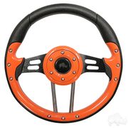 RHOX Steering Wheel, Aviator 4 Orange Grip/Black Spokes 13" Diameter