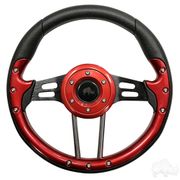 RHOX Steering Wheel, Aviator 4 Red Grip/Black Spokes 13" Diameter