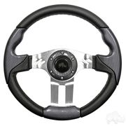 RHOX Steering Wheel, Aviator 5 Carbon Fiber Grip/Brushed Aluminum Spokes 13" Diameter