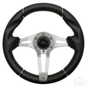 RHOX Steering Wheel, Challenger Black Grip/Brushed Aluminum Spokes 13" Diameter