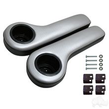 RHOX Arm Rest with Cup Holder Set, Black and Silver Carbon Fiber