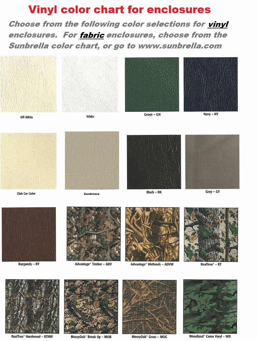 Vinyl Color chart for enclosures