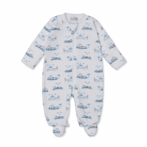 Kissy Kissy Round About Rail Print Footie with Zipper. F25RAR04Zp