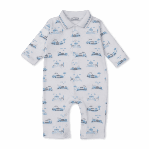 Kissy Kissy Round About Rail Print Playsuit with Collar. F25RAR10p