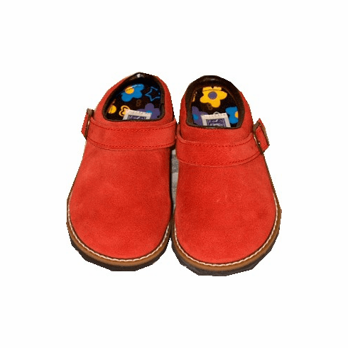 Lamour girls shoes red suede leather clog