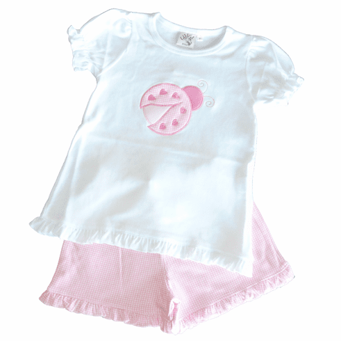 Luigi Act Like A Ladybug Pink Short Set. Peruvian Pima Cotton.