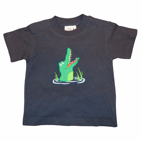 Luigi Boys Clothes Boys Hungry Alligator on Navy Shirt. Peruvian Pima Cotton.