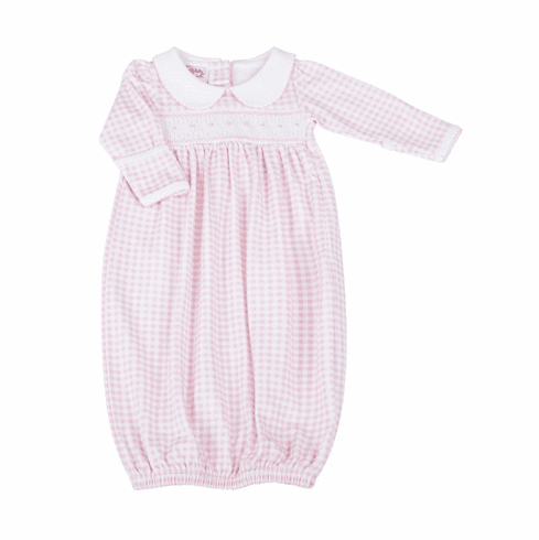 Magnolia Baby Baby Checks Smocked Pink Sack. Newborn