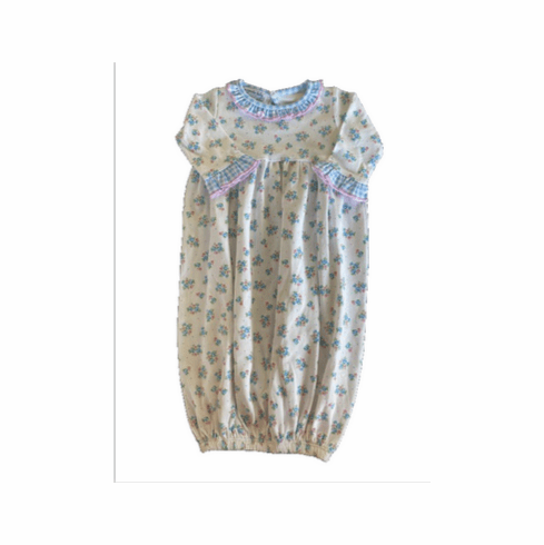  Magnolia Baby Blue and Pink Floral Long Sleeve Sack. Newborn 
