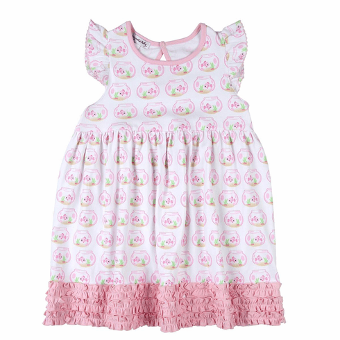 Magnolia Baby Fishbowl Pink Printed Flutters Toddler Dress