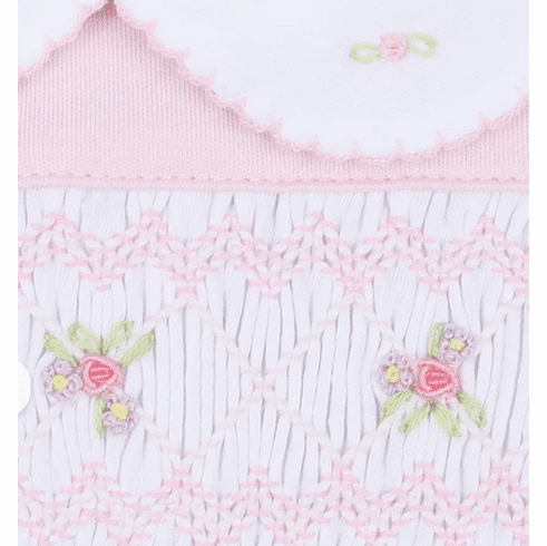 Magnolia Baby Freya Pink Smocked Short Sleeve Short Bubble. 2T