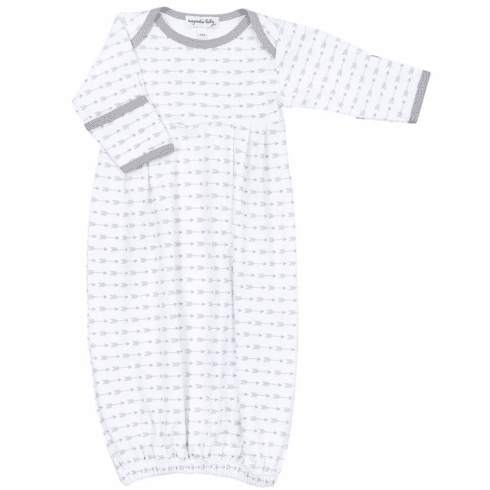 Magnolia Baby Little Arrows Printed Pleated Gown Silver