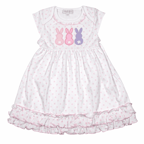 Magnolia Baby Little Peeps Ruffle Dress with ALL OVER PRINT(not applique)Pima Cotton.