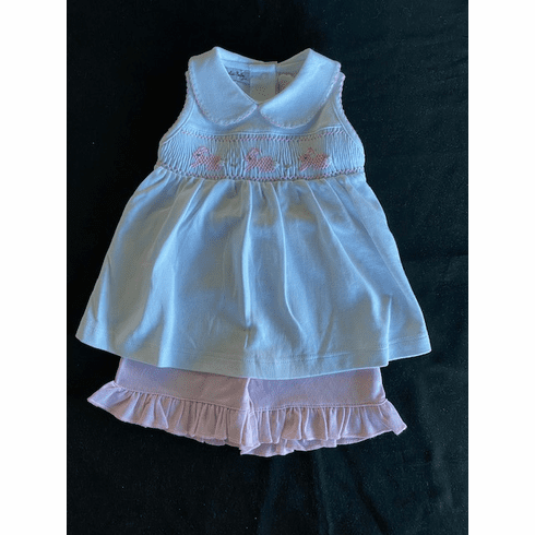 Magnolia Baby Pastel Bunny Classics Pink Short Set. Pima Cotton. 3m